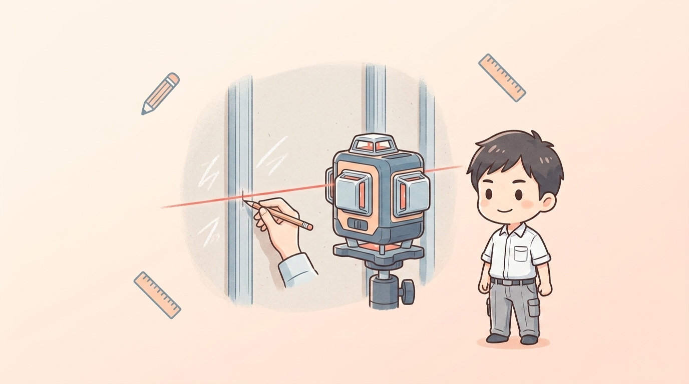 タイル墨出し割付と建具墨出しや内装墨出しLGSの方法