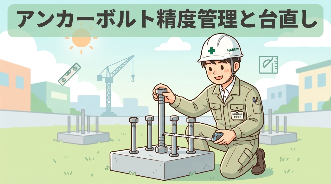 アンカーボルト据付けの精度管理や台直し限界と許容差