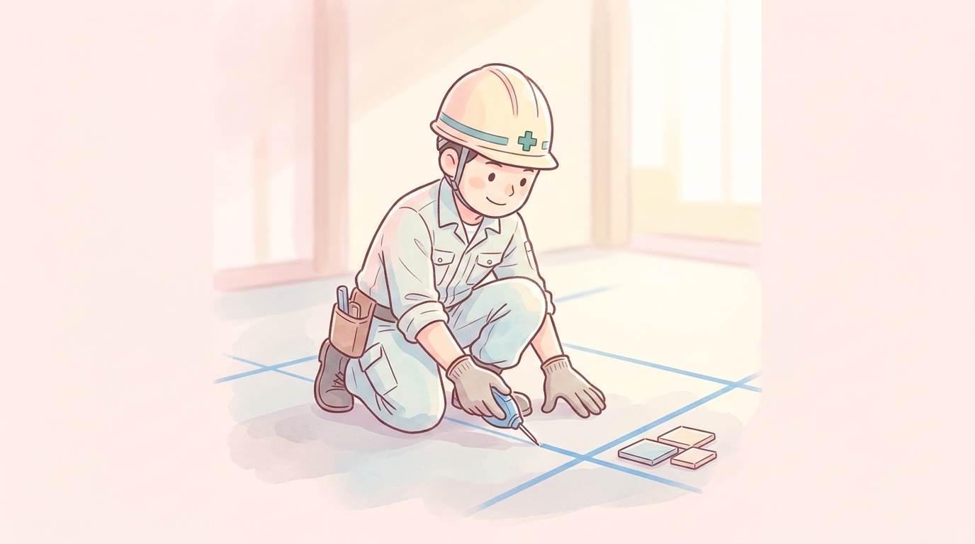 タイル工事の割付墨出しを初心者へわかりやすく解説