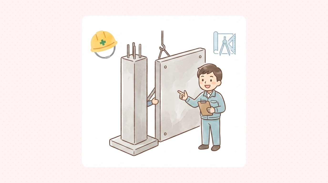 RC造における柱と壁の組立工程