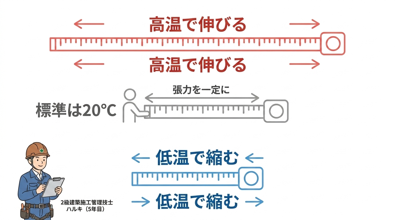 スチールテープと温度の影響