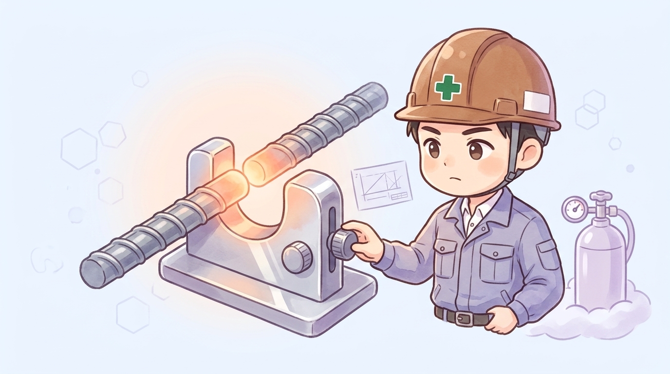 ガス圧接の施工準備と縮み代の計算方法