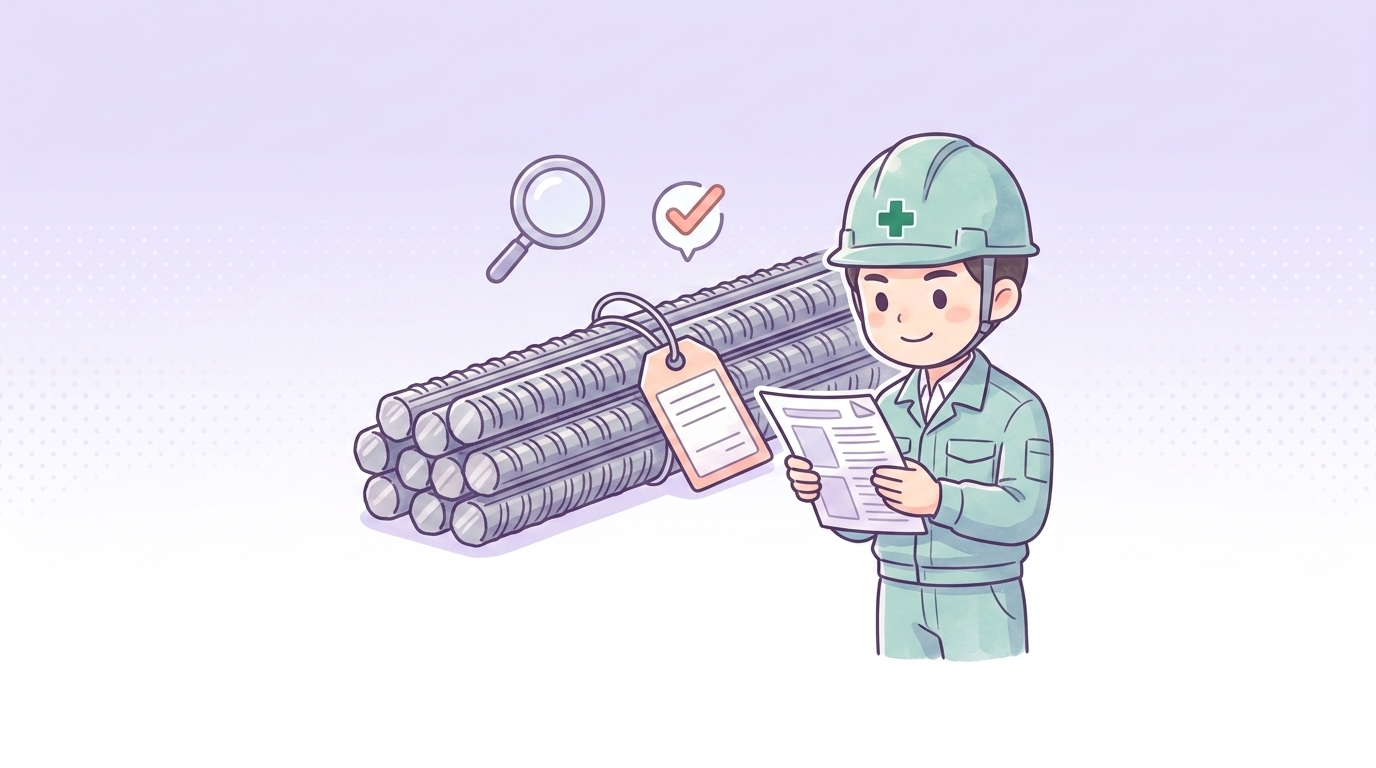 現場で鉄筋を管理するための受入検査とミルシート
