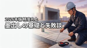 【墨出しとは】建築現場の精度を決める基礎知識と施工管理の失敗談