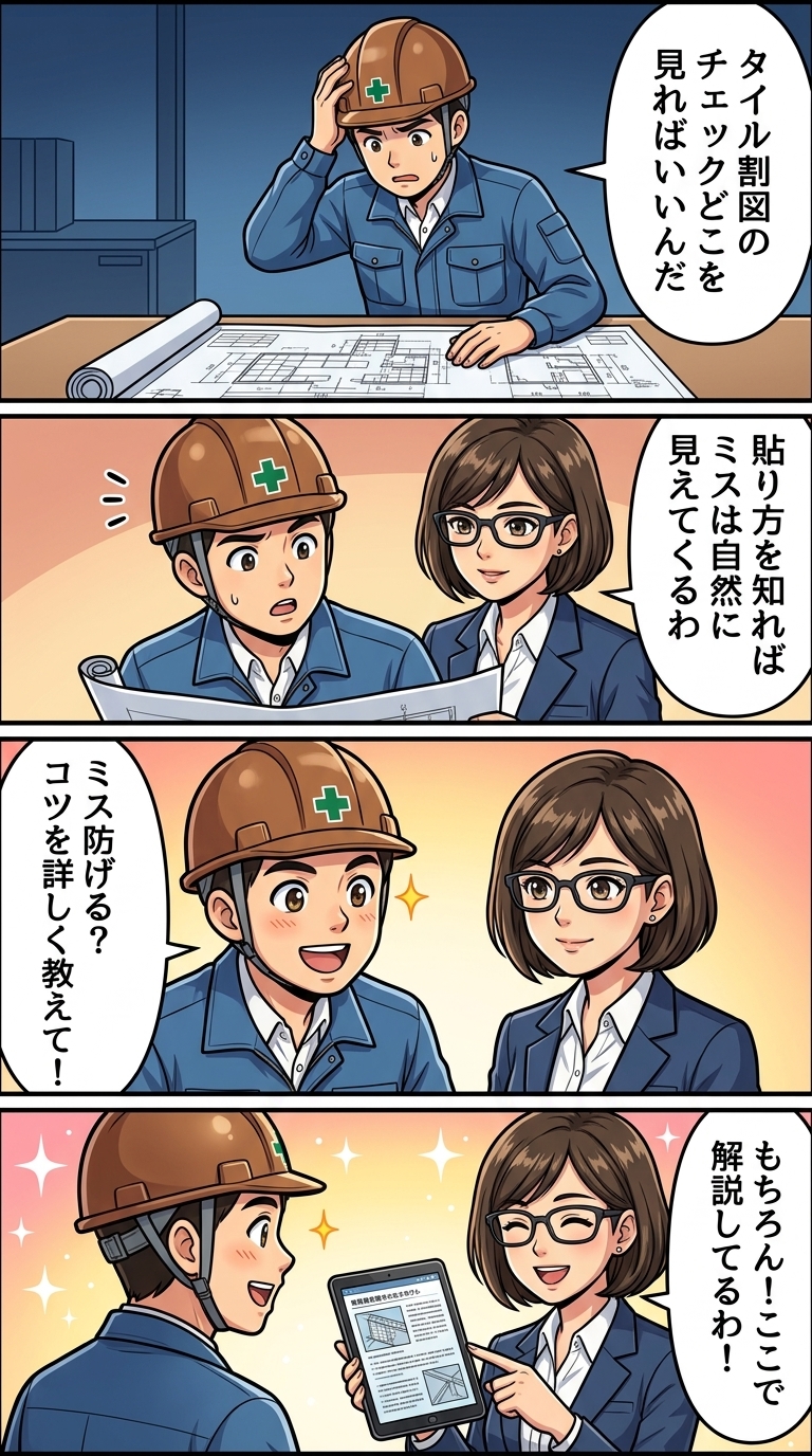 タイル基本　タイル割図　チェック　コツ　楽しい