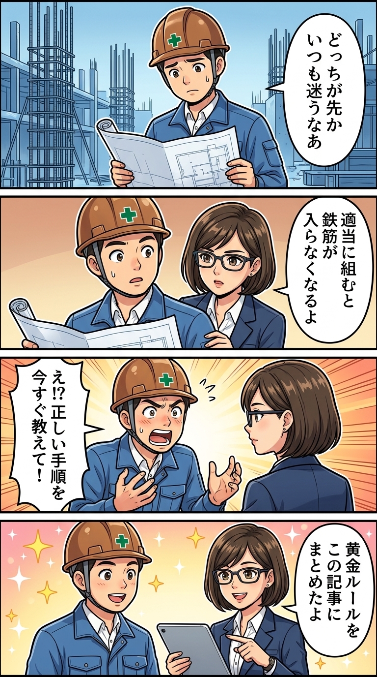 鉄筋,配筋,順序,組立,RC造,手順,