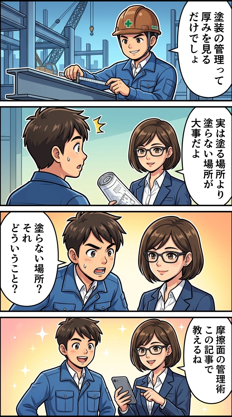 さび止め塗装,溶融亜鉛めっき,耐火被覆,鉄骨,摩擦面,マスキング管理,注意事項,種類,吹付けロックウール,厚み検査,耐火構造,1時間,2時間,3時間,被覆厚さ,鉄骨塗装塗膜厚,管理基準