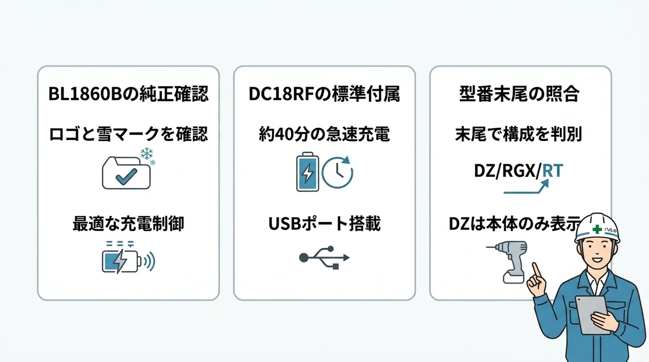 マキタ純正セットを見極める3つのポイント