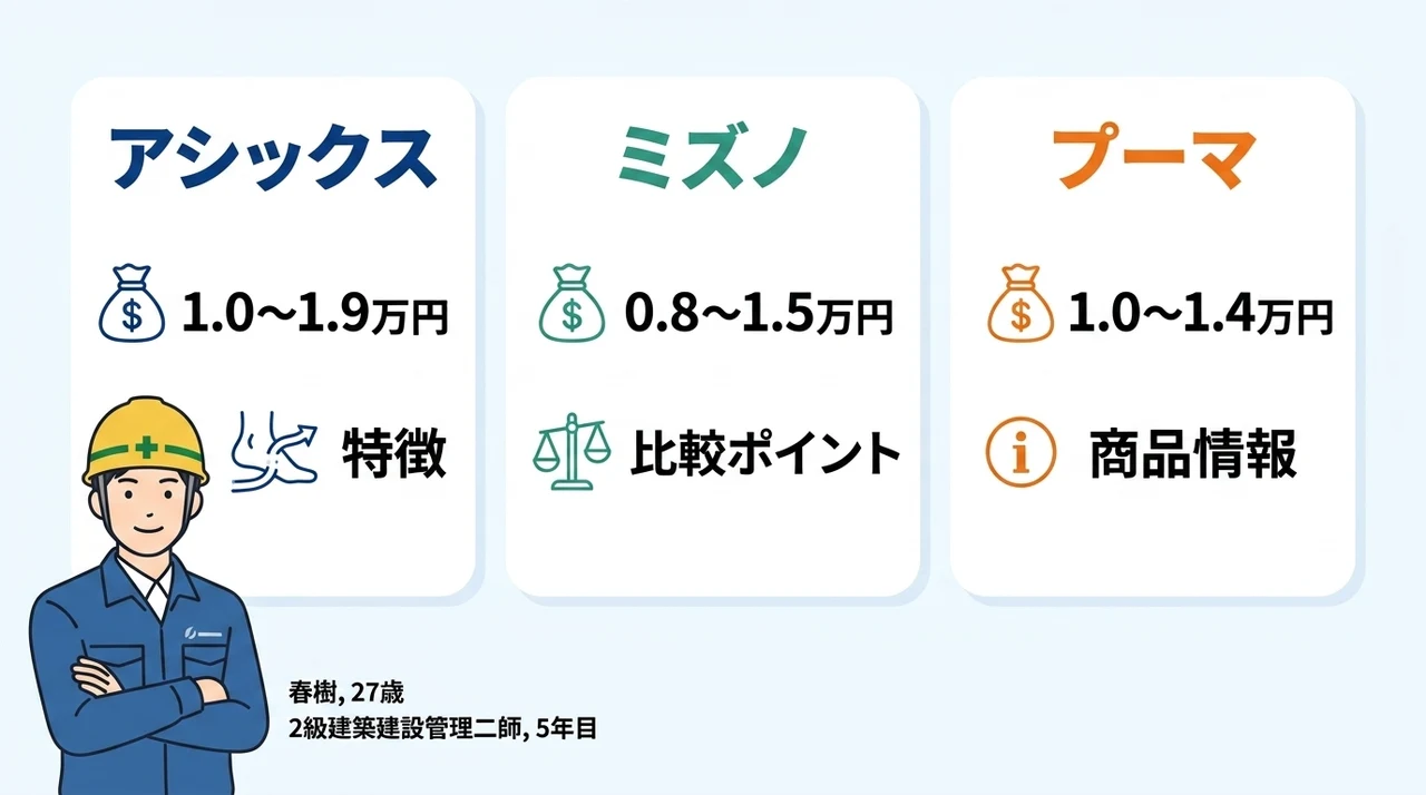 安全靴のアシックス・ミズノ・プーマを徹底比較
