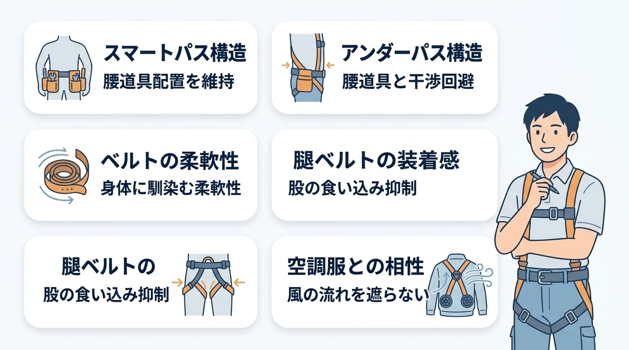 機能面や現場での装着感を比較