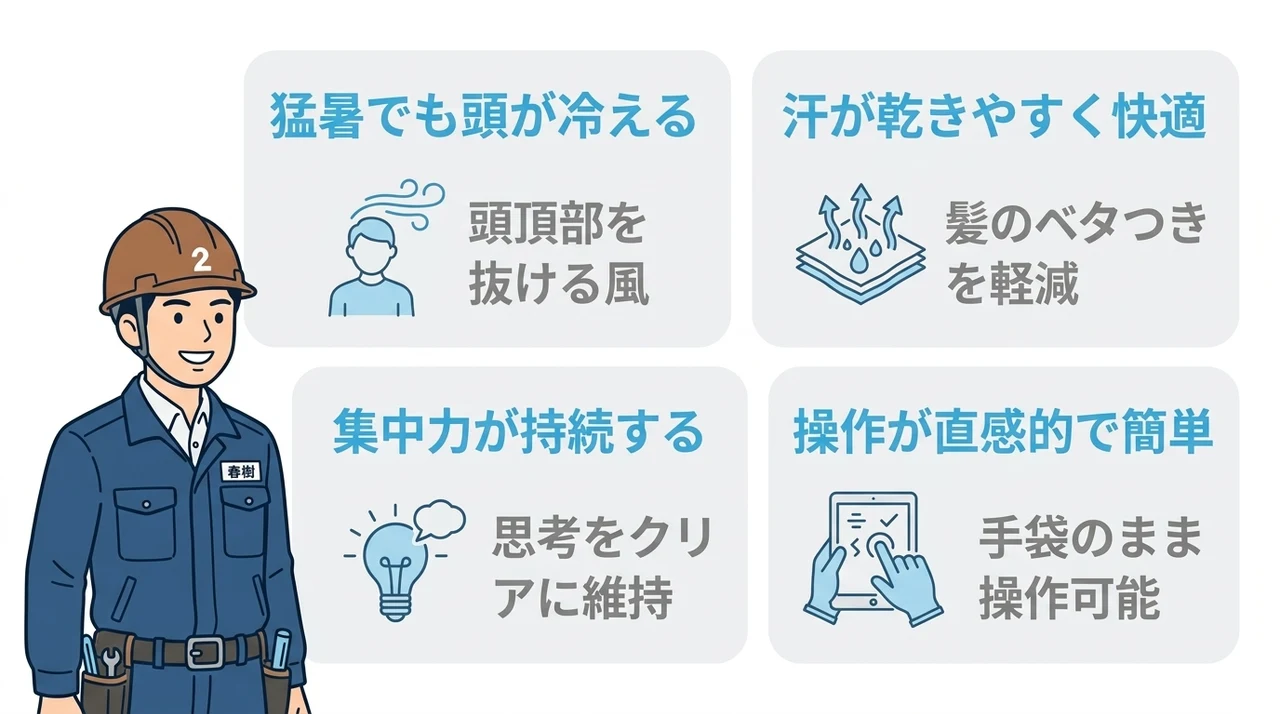 空調ヘルメット使用者の良い口コミ