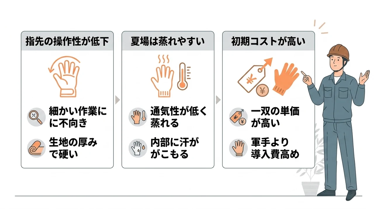 耐切創手袋を使用するデメリット