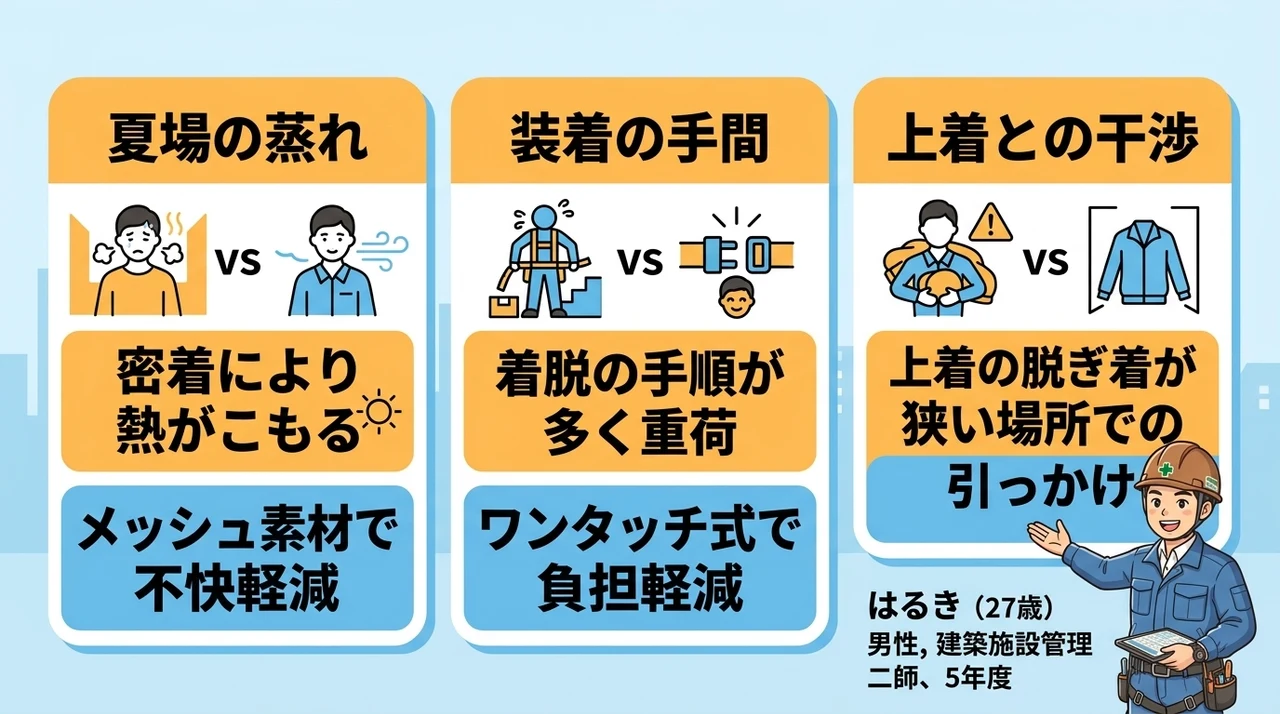 サスペンダーや腰当てパッドのデメリット