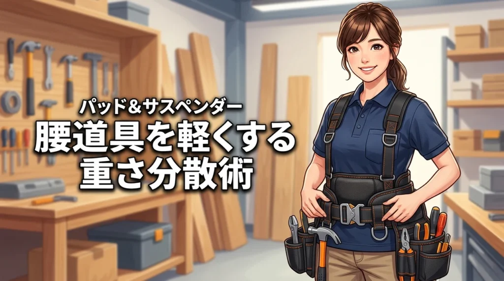 腰道具の重さ分散は腰当てパッドとサスペンダーで解決！職人のワンタッチ着脱ベルト選びの正解